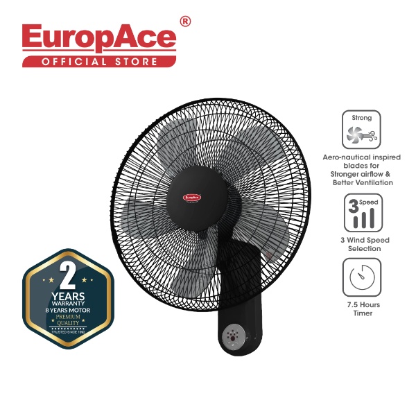 EuropAce 16" RC Wall Fan